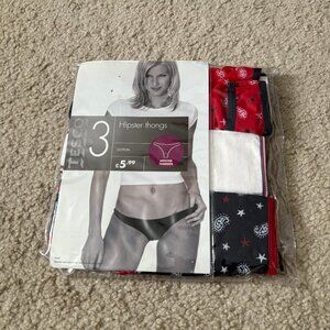 NEW in original packaging, 3-pack cotton Hipster thongs, size 10-12